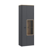 Vitrine >LEOKADIA< in Artisan Eiche Dekor / grau - 73,2x211,1x41,4 (B/H/T)