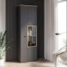 Vitrine >LEOKADIA< in Artisan Eiche Dekor / grau - 73,2x211,1x41,4 (B/H/T)