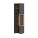 Vitrine >LEOKADIA< in Artisan Eiche Dekor / grau - 73,2x211,1x41,4 (B/H/T)