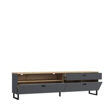 Lowboard >LEOKADIA< in Artisan Eiche Dekor / grau - 205,1x57,7x41,3 (BxHxT)