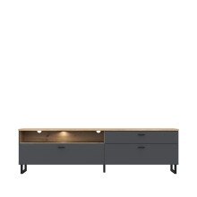 Lowboard >LEOKADIA< in Artisan Eiche Dekor / grau - 205,1x57,7x41,3 (BxHxT)