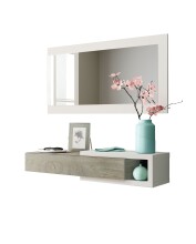 Garderoben-Set >Noon< (2-teilig) in Artik-Weiß/Alaska-Eiche - 95x19x26 (BxHxT)