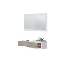 Garderoben-Set >Noon< (2-teilig) in Artik-Weiß/Alaska-Eiche - 95x19x26 (BxHxT)