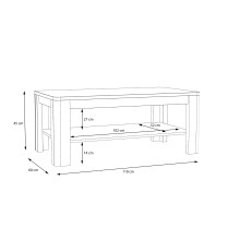 Couchtisch >INFINITUDE< in Weiss Glanz Dekorfolie - 110x45x60cm (BxHxT)