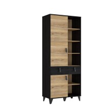 Hochschrank >LYA< in Mauvella Eiche/ Cabezone Eiche  - 83,1x200,7x41,5cm (BxHxT)