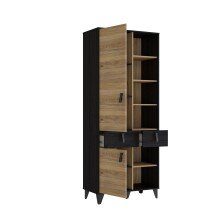 Hochschrank >LYA< in Mauvella Eiche/ Cabezone Eiche  - 83,1x200,7x41,5cm (BxHxT)