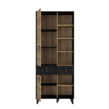 Hochschrank >LYA< in Mauvella Eiche/ Cabezone Eiche  - 83,1x200,7x41,5cm (BxHxT)