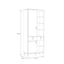 Hochschrank >LYA< in Mauvella Eiche/ Cabezone Eiche  - 83,1x200,7x41,5cm (BxHxT)