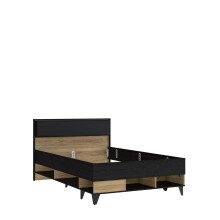 Stauraumbett >LYA< in Mauvella Eiche / Cabezone Eiche - 129,5x92,6x205,6 (BxHxT)
