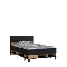 Stauraumbett >LYA< in Mauvella Eiche / Cabezone Eiche - 129,5x92,6x205,6 (BxHxT)