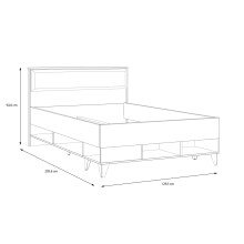 Stauraumbett >LYA< in Mauvella Eiche / Cabezone Eiche - 129,5x92,6x205,6 (BxHxT)