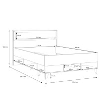 Stauraumbett >LYA< in Mauvella Eiche / Cabezone Eiche - 129,5x92,6x205,6 (BxHxT)