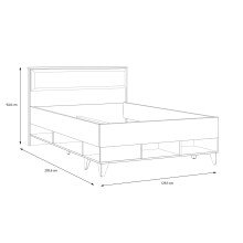Stauraumbett >LYA< in Mauvella Eiche / Cabezone Eiche - 129,5x92,6x205,6 (BxHxT)