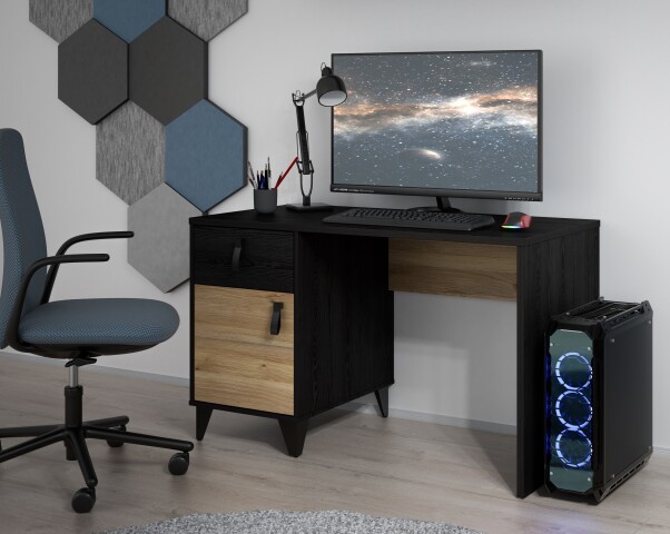 Schreibtisch >LYA< in Mauvella Eiche / Cabezone Eiche - 120x73,4x60cm (BxHxT)