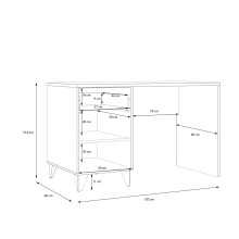 Schreibtisch >LYA< in Mauvella Eiche / Cabezone Eiche - 120x73,4x60cm (BxHxT)