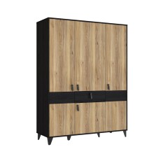 Drehtürenschrank >LYA< in Mauvella Eiche / Cabezone Eiche - 152,8x200,7x52,7cm (B/H/T)