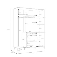 Drehtürenschrank >LYA< in Mauvella Eiche / Cabezone Eiche - 152,8x200,7x52,7cm (B/H/T)