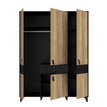 Drehtürenschrank >LYA< in Mauvella Eiche / Cabezone Eiche - 152,8x200,7x52,7cm (B/H/T)
