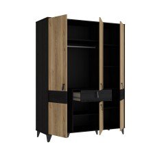 Drehtürenschrank >LYA< in Mauvella Eiche / Cabezone Eiche - 152,8x200,7x52,7cm (B/H/T)