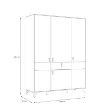 Drehtürenschrank >LYA< in Mauvella Eiche / Cabezone Eiche - 152,8x200,7x52,7cm (B/H/T)