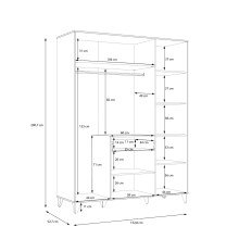 Drehtürenschrank >LYA< in Mauvella Eiche / Cabezone Eiche - 152,8x200,7x52,7cm (B/H/T)