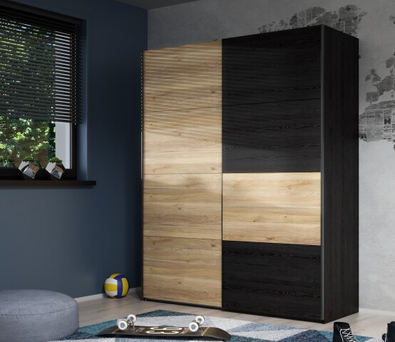 Schiebetürenschrank >LYA< in Mauvella Eiche / Cabezone Eiche - 170,3x210,5x61,2cm (B/H/T)
