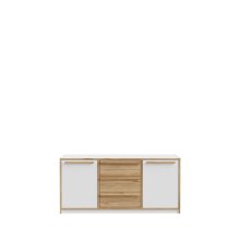 Sideboard >SMARTROOM< in Weiss / Catania Eiche Dekor - 159,4x74,2x42cm (BxHxT)