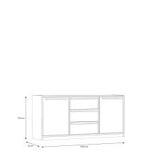 Sideboard >SMARTROOM< in Weiss / Catania Eiche Dekor - 159,4x74,2x42cm (BxHxT)