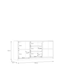 Sideboard >SMARTROOM< in Weiss / Catania Eiche Dekor - 159,4x74,2x42cm (BxHxT)
