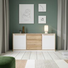 Sideboard >SMARTROOM< in Weiss / Catania Eiche...