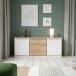 Sideboard >SMARTROOM< in Weiss / Catania Eiche Dekor - 159,4x74,2x42cm (BxHxT)
