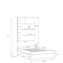Schrankbett >SMARTROOM< in Weiss/ Catania Eiche Dekor - 137,4x215x57,4cm (BxHxT)