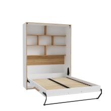 Schrankbett >SMARTROOM< in Weiss/ Catania Eiche Dekor - 157,4x215x57,4cm (BxHxT)