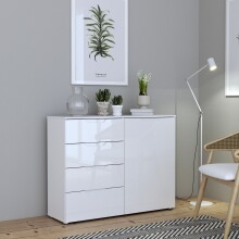 Kommode >SIENNA< in weiß glanz Dekorfolie -...