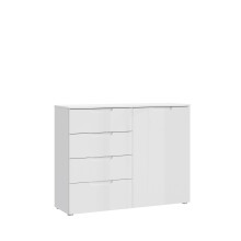 Kommode >SIENNA< in weiß glanz Dekorfolie - 110,1x84,9x34,4cm (BxHxT)