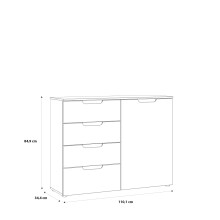 Kommode >SIENNA< in weiß glanz Dekorfolie - 110,1x84,9x34,4cm (BxHxT)