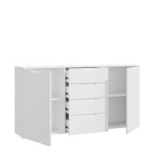 Sideboard >SIENNA< in weißglanz Dekorfolie - 164,8x84,9x34,4cm (BxHxT)