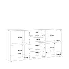 Sideboard >SIENNA< in weißglanz Dekorfolie - 164,8x84,9x34,4cm (BxHxT)