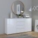 Sideboard >SIENNA< in weißglanz Dekorfolie - 164,8x84,9x34,4cm (BxHxT)