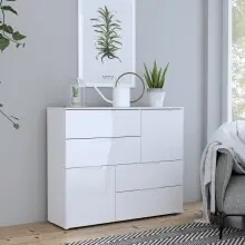 Kommode >SIENNA< in weißglanz Dekorfolie -...