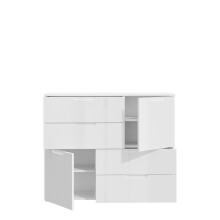 Kommode >SIENNA< in weißglanz Dekorfolie - 115,1x94,5x34,4cm (BxHxT)