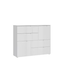 Kommode >SIENNA< in weißglanz Dekorfolie - 115,1x94,5x34,4cm (BxHxT)