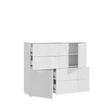 Kommode >SIENNA< in weißglanz Dekorfolie - 115,1x94,5x34,4cm (BxHxT)