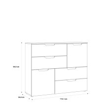 Kommode >SIENNA< in weißglanz Dekorfolie - 115,1x94,5x34,4cm (BxHxT)