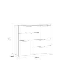 Kommode >SIENNA< in weißglanz Dekorfolie - 115,1x94,5x34,4cm (BxHxT)