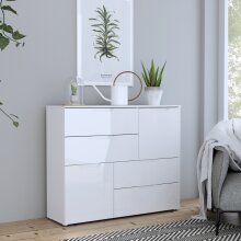 Kommode >SIENNA< in weißglanz Dekorfolie -...