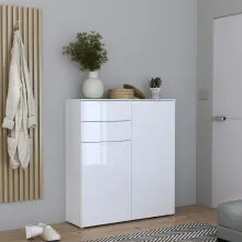 Kommode >SIENNA< in weißglanz Dekorfolie -...