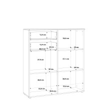 Kommode >SIENNA< in weißglanz Dekorfolie - 110,1x120,1x34,4cm (BxHxT)