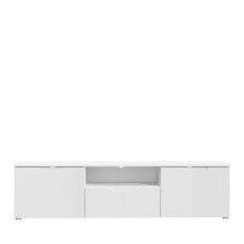 Lowboard >SIENNA< in weißglanz Dekorfolie - 169,8x43,3x41,6cm (BxHxT)