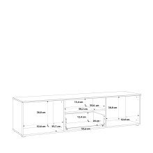 Lowboard >SIENNA< in weißglanz Dekorfolie - 169,8x43,3x41,6cm (BxHxT)